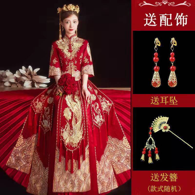 糜岚秀禾服新娘婚纱古装结婚礼服敬酒服秀禾服新娘新款结婚礼服中式