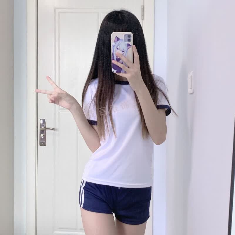 微胖体操服女纯欲风套装日系少女学院学姐风啦啦队沙滩泳装体操服