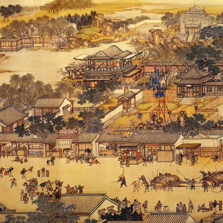 创京懿选清明上河图全图背景墙清明上河图清明清古典墙纸壁画办公室
