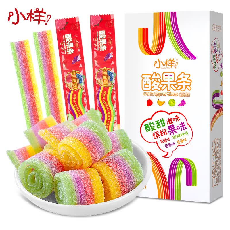 小样酸果条缤纷果味彩虹橡皮糖软糖幼儿园奖励糖果零食 【酸果条】买