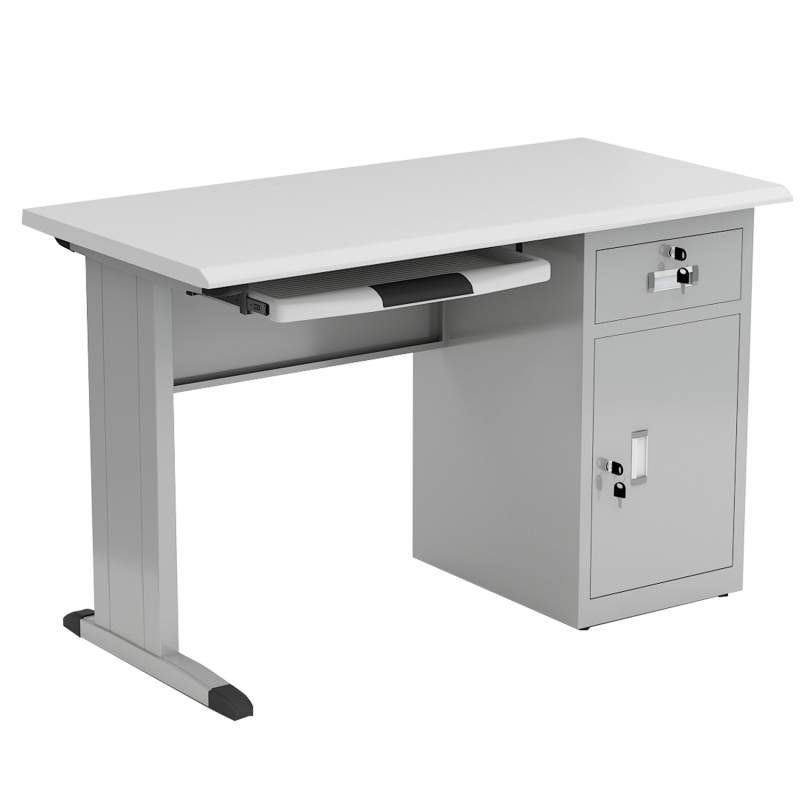 信京钢制办公桌职员电脑桌书桌带锁单人员工桌 一斗一门+键盘托 1.2米