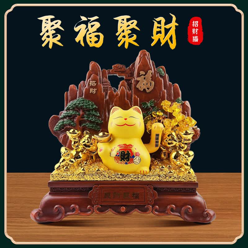 百财如意树脂工艺品玉白菜摆件 创意家居装饰商务礼品 冰玉色小发财树25*11*24cm