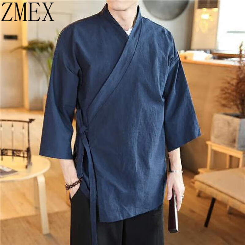ZMEX斜襟禅服王也道长古装同款衣服中国风武当复古风道袍cospaly男装 藏青色(上衣) 2XL使用感如何?