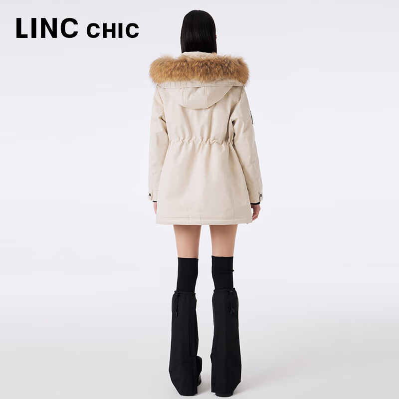 金羽杰冬季新款轻奢大毛领羽绒派克服女中长款反季轻暖羽绒服Y23803281 爱尔兰奶油 XS 适合110斤以下