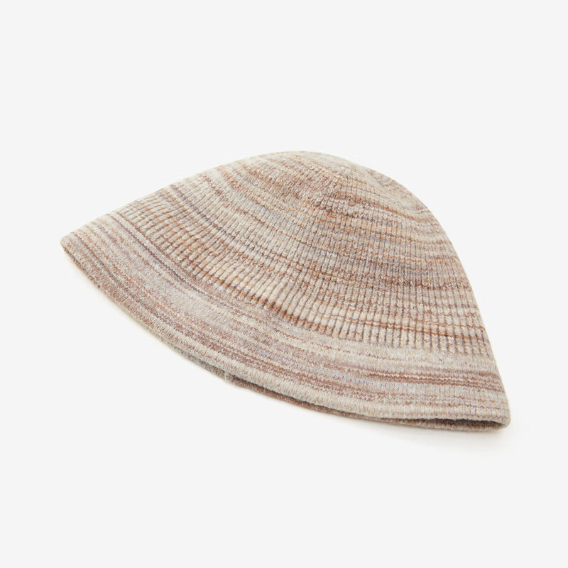 OVV秋冬热卖经典简约柔软保暖渐变针织渔夫帽 燕麦条纹A3 56-58