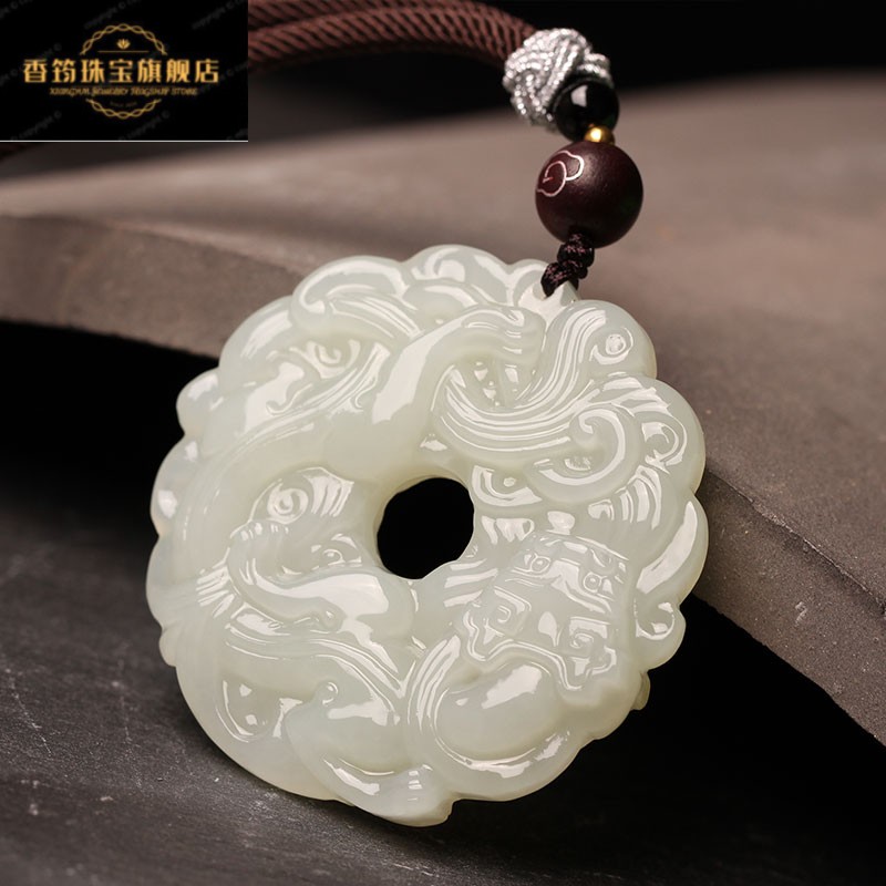 仙来阁  和田玉貔貅吊坠平安扣女男项链貔恘玉佩玉坠玉石皮丘挂件定制