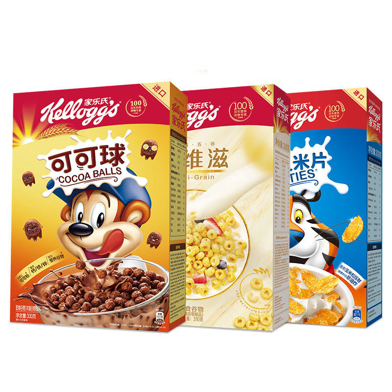 禾澹麦片儿童早餐谷物麦圈谷维滋可可球玉米片泡牛奶即食冲饮 盒装 谷维滋310g*2