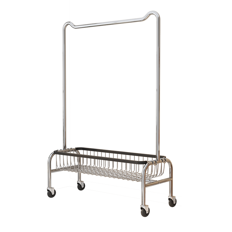 豪美佳 创意挂衣架落地卧室单杆式客厅家用衣帽架带滑轮可移动多功能晾晒收纳衣服置物架子 挂衣架带可拆卸置物筐 100cm 白色