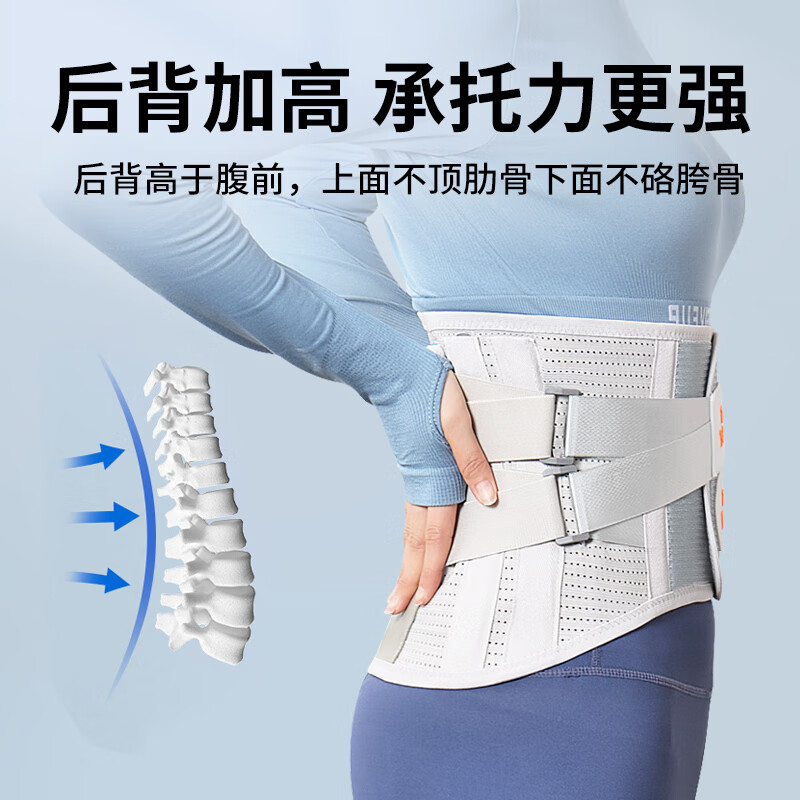百孝堂医护腰带腰间盘突出腰肌劳损支撑保暖神器用久坐轻薄支撑腰托男女 【升级款】3垫+按摩垫-灰 L码(适合腰围91-100cm)