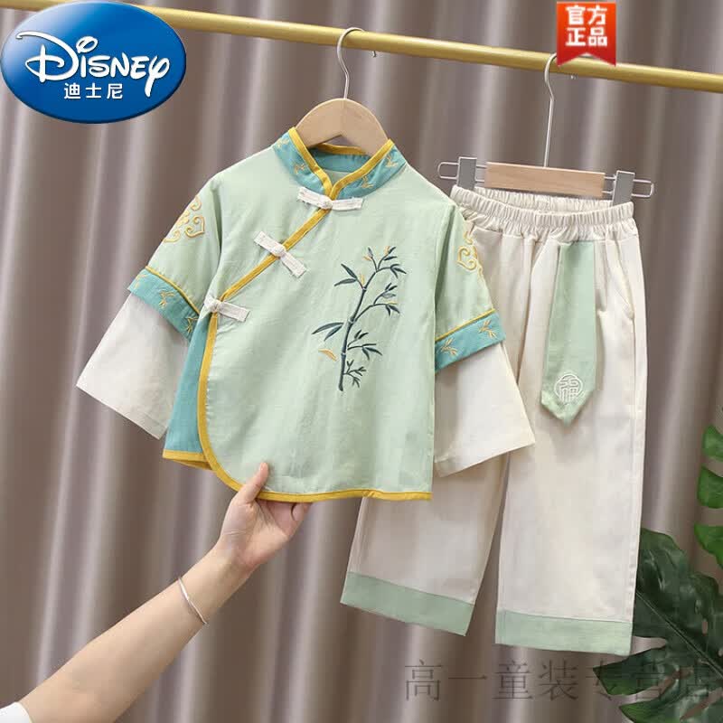 迪士尼（Disney）童装汉服男童秋装套装儿童古装中国风唐装春秋款长袖两件套表演服 绿色 90尺码1~2岁【 80-90cm】cm怎么样,好用不?