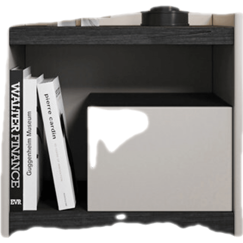 床头柜卧室北欧现代简约小户型床边储物柜极简创意床边柜小柜子 B款 卡其色烤漆+黑橡木色 整装