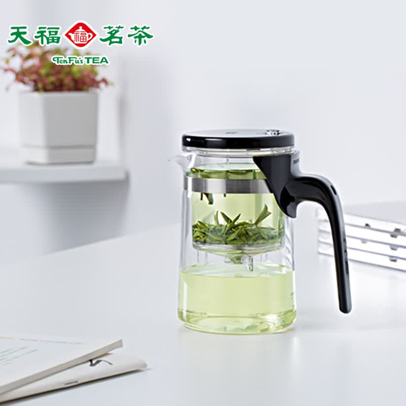 天福茗茶茶杯 天福茗茶飘逸杯泡茶杯泡茶壶 玻璃按压式茶水分离器500