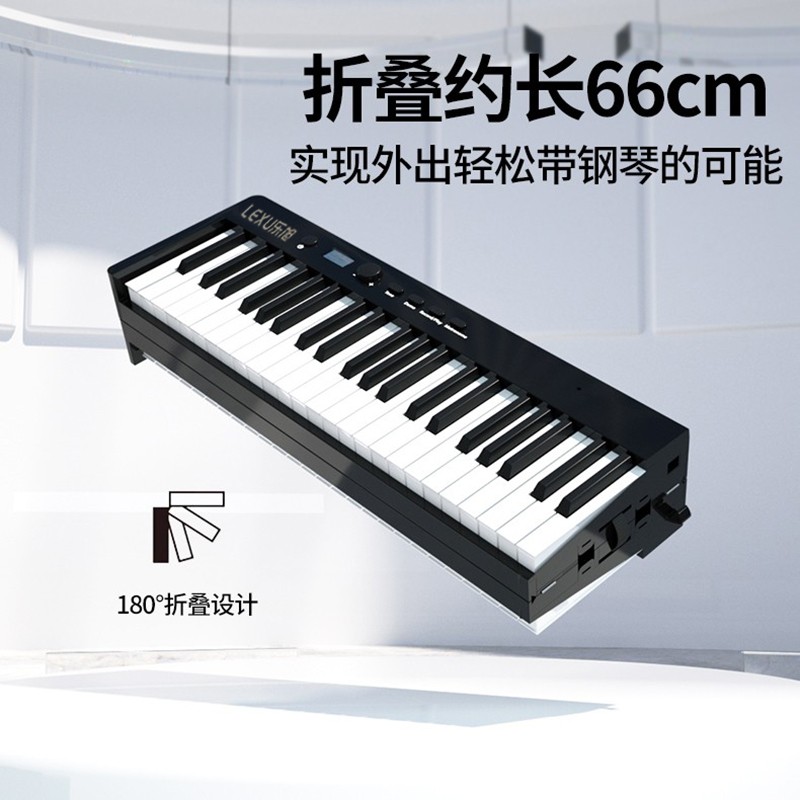 乐旭(LEXU) 电钢琴88键61折叠琴儿童成人便携式电钢琴跟弹键盘乐器 BX-20加厚琴键/黑