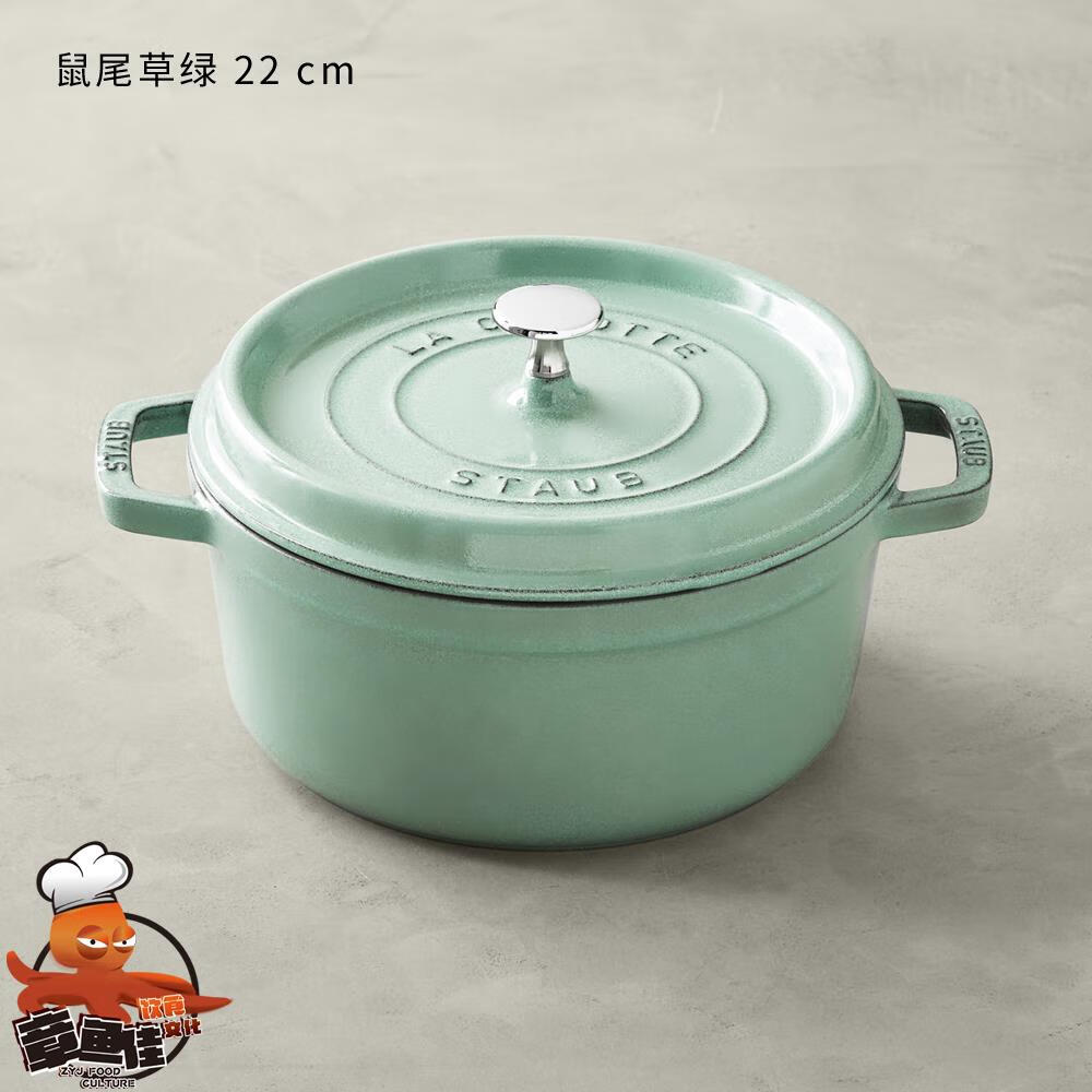 琺寶法國 琺瑯鑄鐵鍋圓形燉鍋22/24/26/28cm多功能燉煮煲湯鍋 鼠尾草綠 22cm 0ml