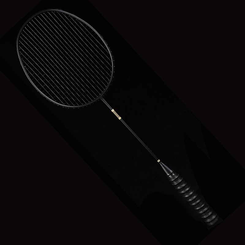 宏胜(hongsheng)训练专用小黑拍羽毛球拍全碳素单拍超纤维 磨砂黑