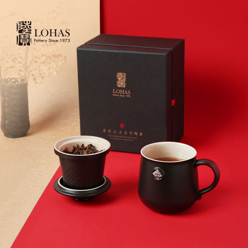 陆宝泡茶杯带过滤马克杯子水杯铂金办公杯可定制礼盒装 云中锦书盖杯