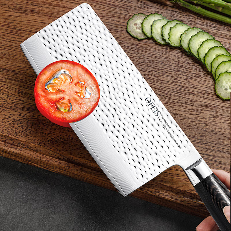 欧菲斯菜刀切片刀具厨师切肉大马士革钢锤纹锻打女士桑刀 德式67层大马士革菜刀