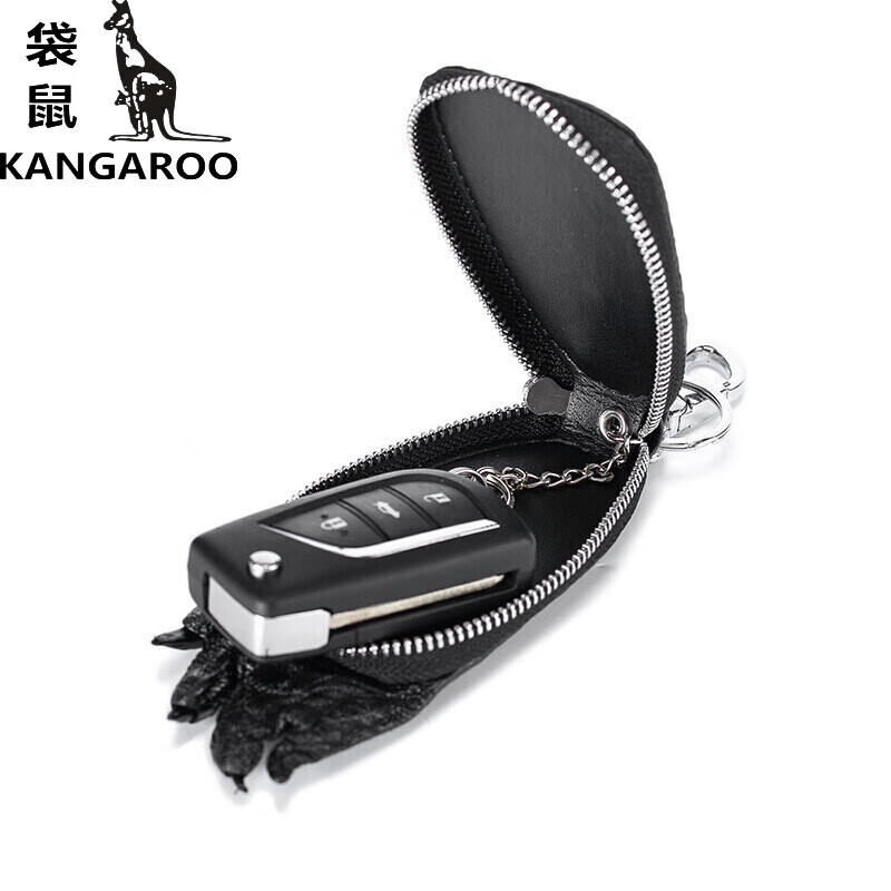 袋鼠（KANGAROO）真皮真鳄鱼皮钥匙包 鳄鱼爪 钥匙扣男士感汽车锁钥匙 【7002】黑鳄鱼爪钥匙包