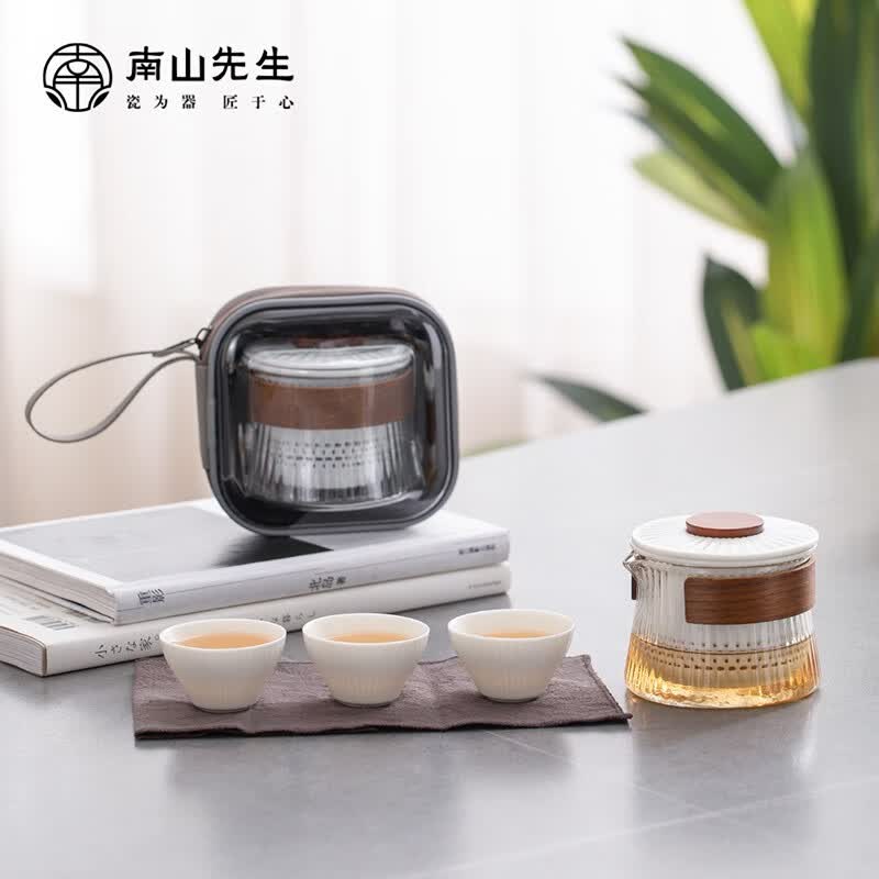南山先生 旅行茶具套装日式便携防烫手抓茶壶一壶三杯东篱快客杯 东篱快客杯竹环款一壶三杯透明白怎么看?