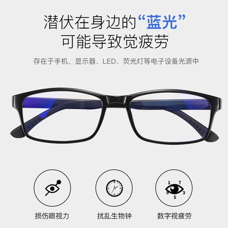 帕米澳（PAMIAO）防蓝光眼镜可配近视男女黑框眼镜近视网上配镜看手机电脑平光 0度-平光防蓝光眼镜