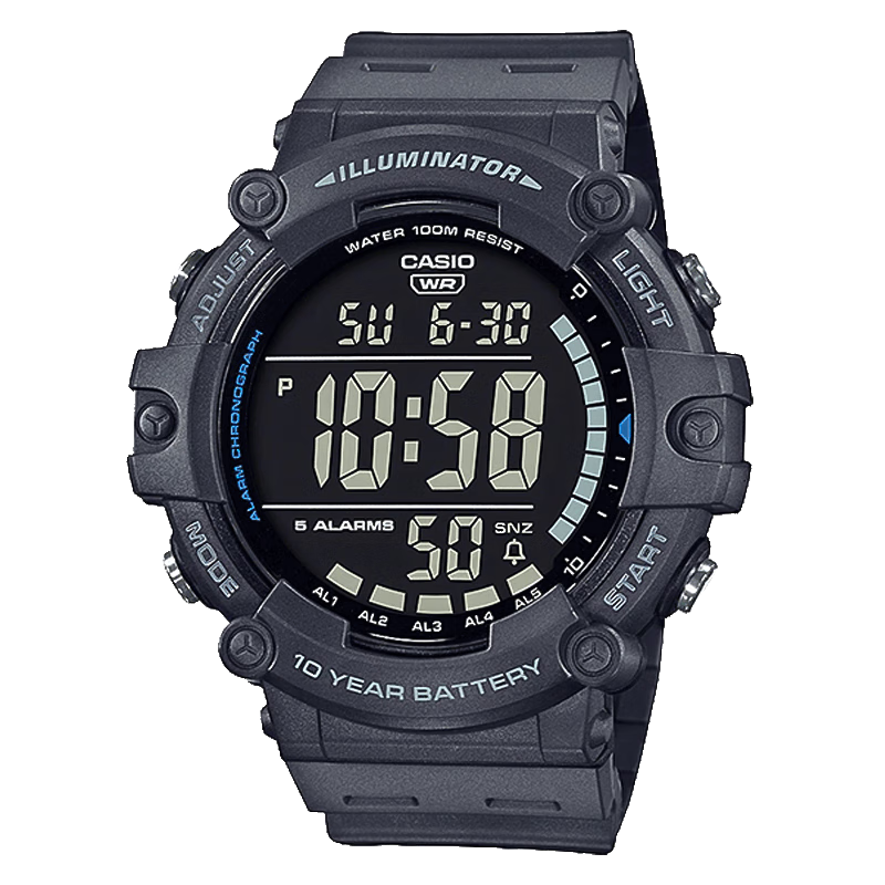 卡西歐（CASIO）手表 時尚潮流運(yùn)動防水學(xué)生表考試表 數(shù)顯電子表 AE-1500WH-8B