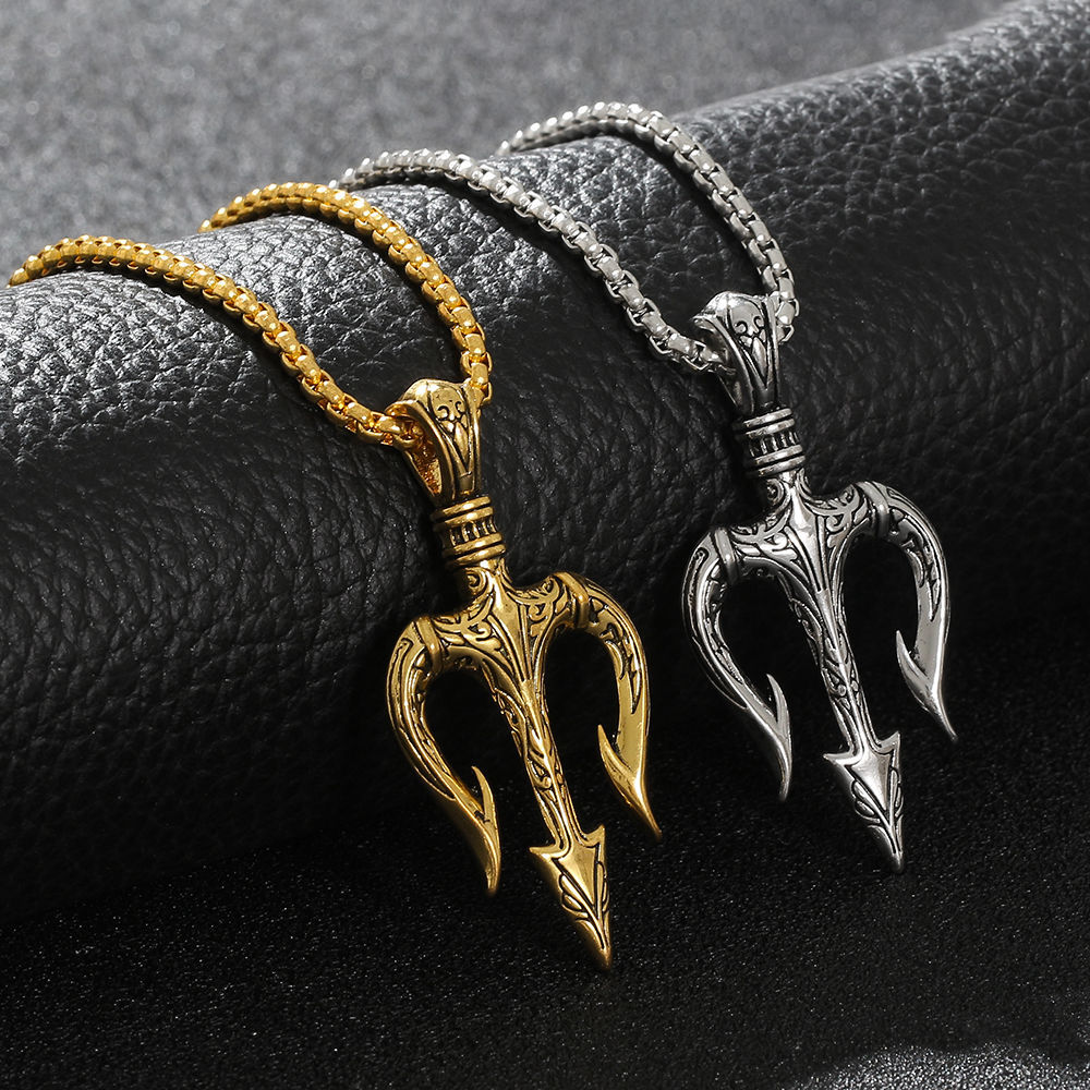 baofanchi项链海王三叉戟男嘻哈霸气个性复古海神波塞冬小众何厌同款