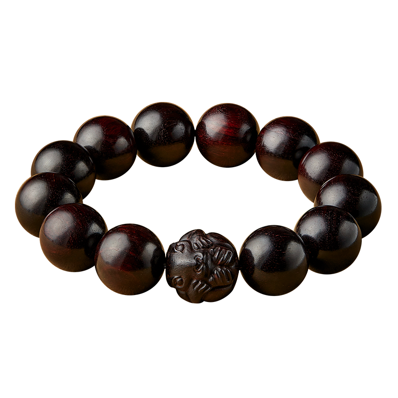 月石缘十二生肖小叶紫檀手串男士文玩佛珠檀香木质转运珠手链手把件真品 属鼠