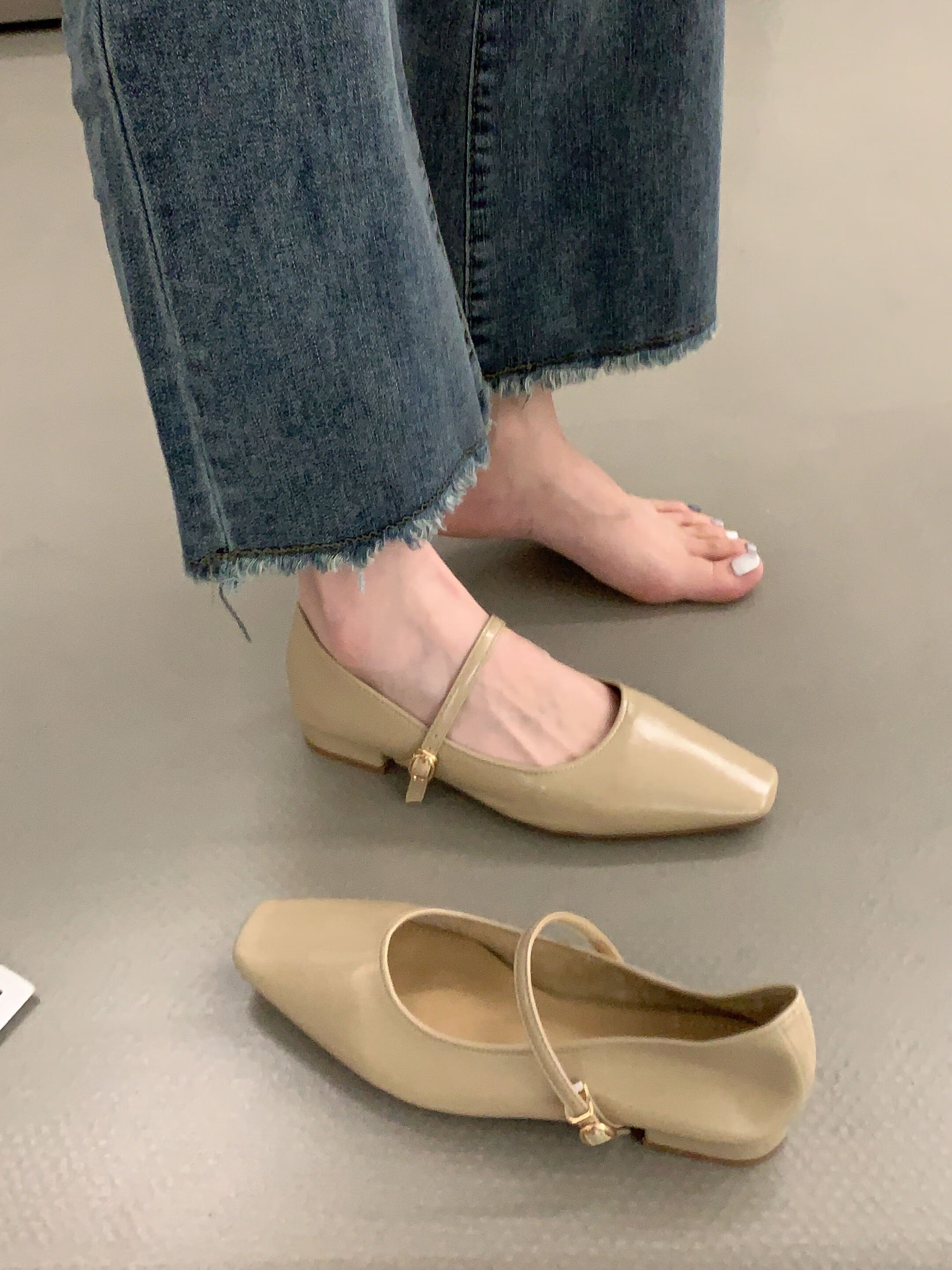 欧萱辰低跟红色晚晚鞋玛丽珍单鞋仙女鞋子2023年新款春夏季韩版芭蕾