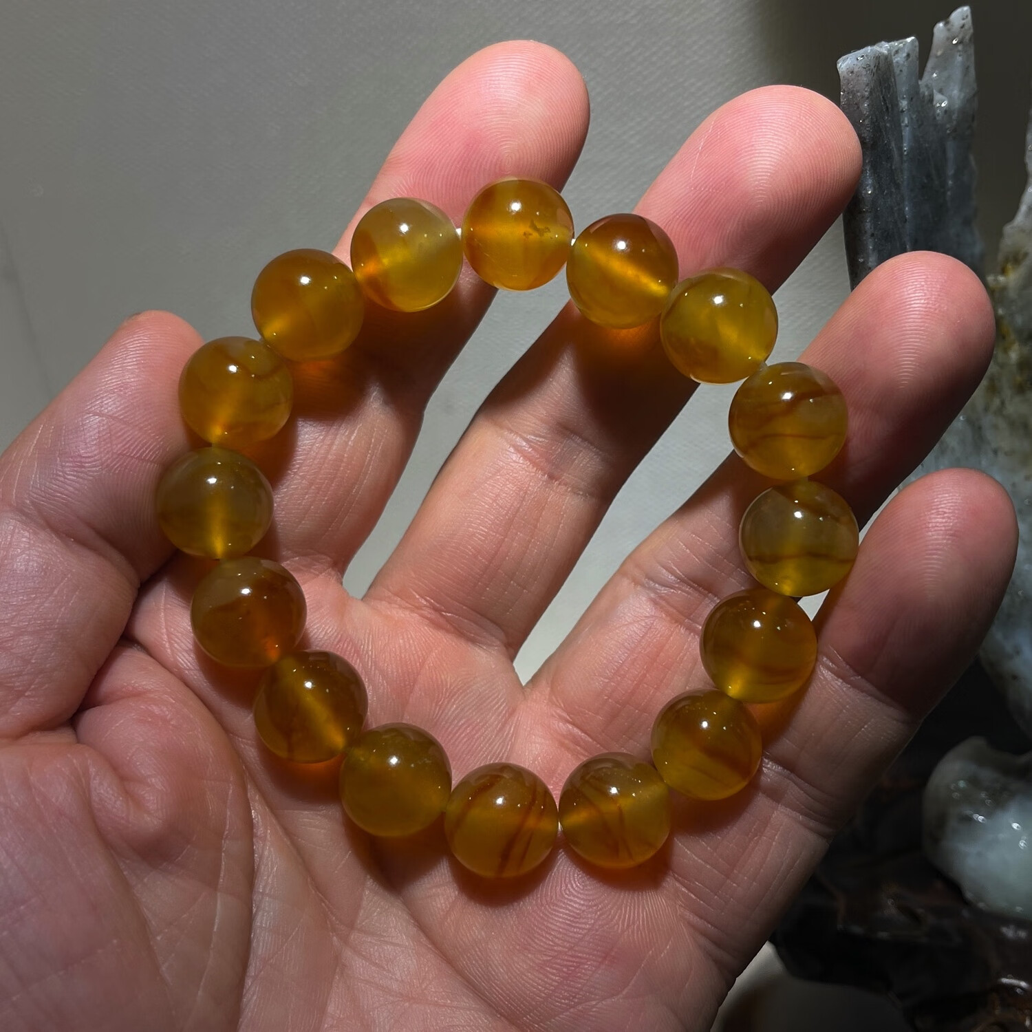 荷玉情缘岫岩绝品玉石王花玉手串圆珠极品手链晶莹剔透带证书可收藏品