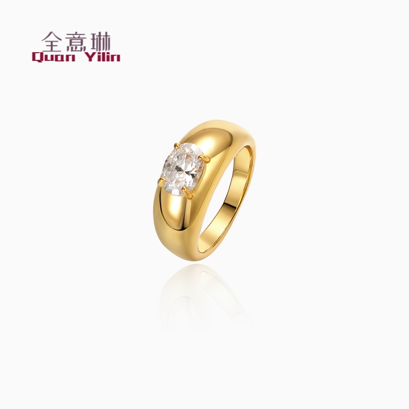 全意琳 时尚简约新款金属冷淡风个性戒指ins食指戒指环潮女 金色17号