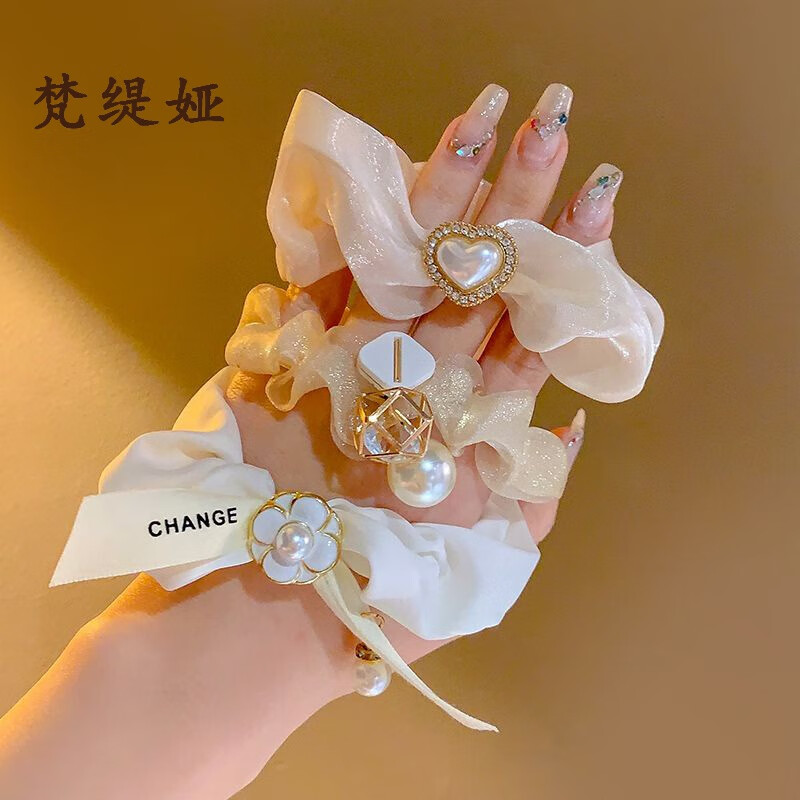 梵缇娅森系仙美大肠感头绳橡皮筋女扎头高弹力耐用皮套头饰 大气3件套