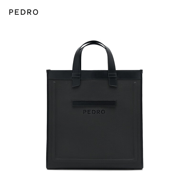 Pedro23夏季新款插带大容量通勤托特包男包手提包PM2-26320180黑色综合色