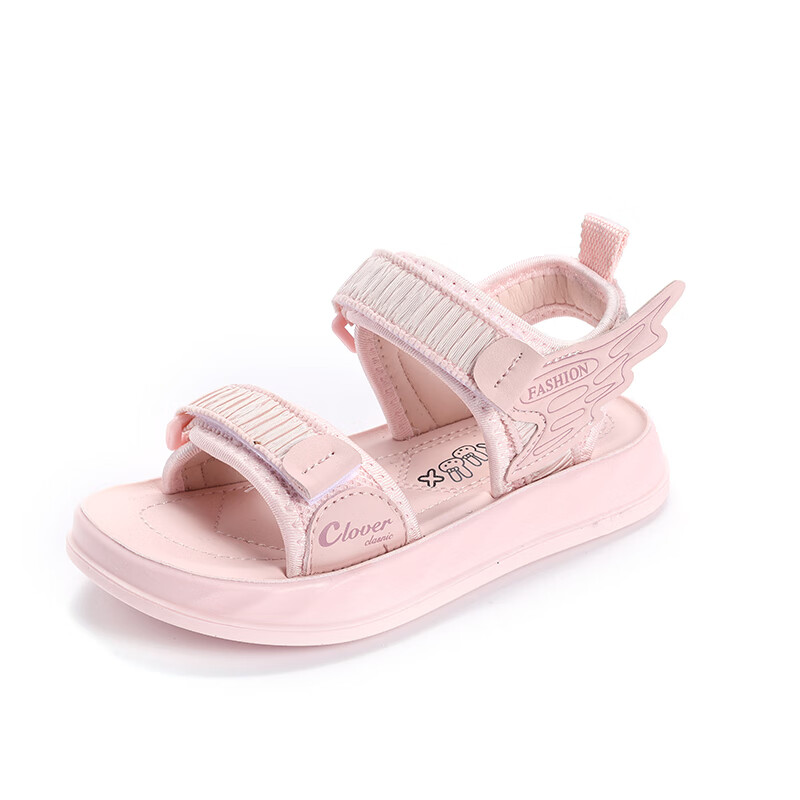 夏季潮牌儿童鞋子中大童软底小女孩男童沙滩鞋潮 粉红色 26码鞋内长