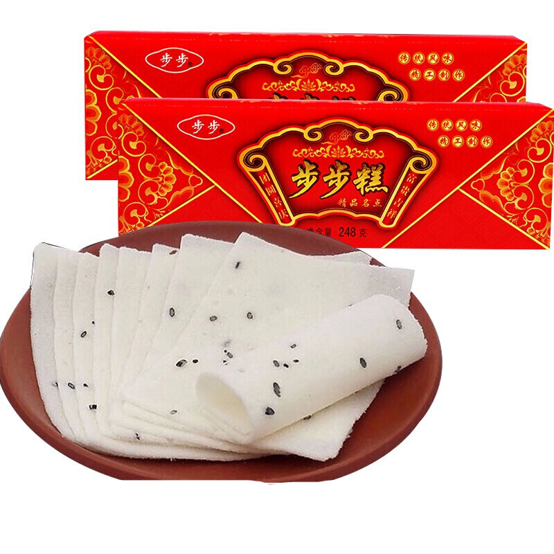 jphznb安徽六安特产糕盒芝麻味云片糕方片糕喜糕传统糕点 步步糕248g