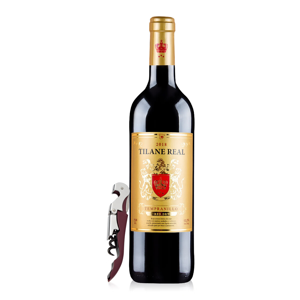 皇家蒂朗原瓶进口 酒庄直供 西班牙拉曼恰产区 12.5度 干红葡萄酒 单支一瓶装 配开瓶器