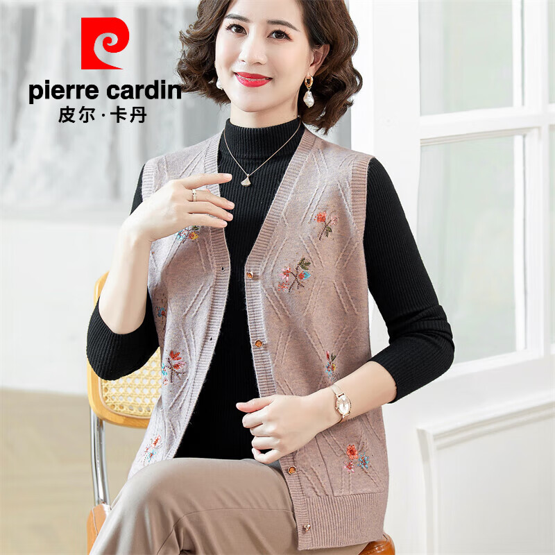 皮尔卡丹(pierre cardin)洋气妈妈装秋装新款马甲5坎肩中老年人女春秋