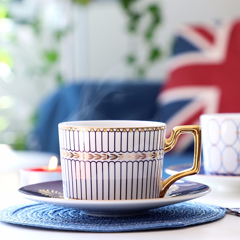 品来运欧式咖啡杯套装英式下午茶杯带勺陶瓷情侣杯子办公室奢华咖啡具 神秘之约 杯碟