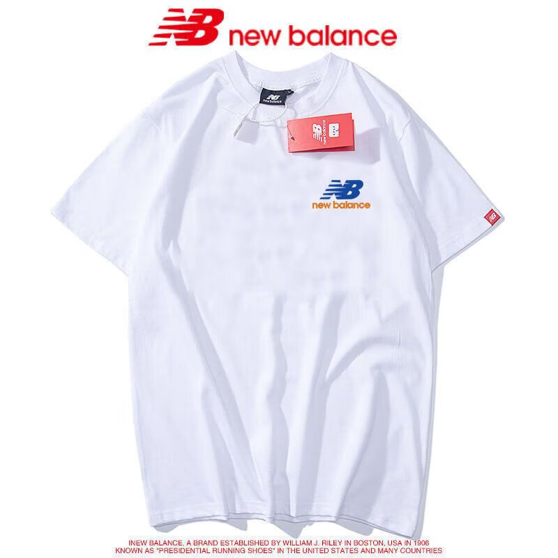 新百伦领跑夏季纯棉t恤nb小标简约印花透气宽松短袖情侣男女学生 小nb