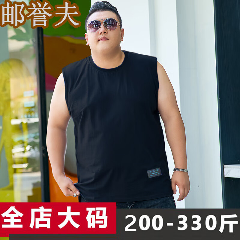 穿薄款运动坎肩大吗宽松宽肩色无袖 黑色单件 b03 7xl建议260-290斤