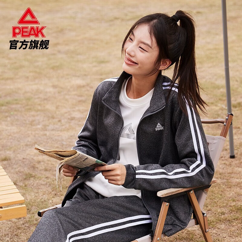 匹克运动套装女装2024春季新款休闲外套长袖卫衣开衫长裤子女两件套女