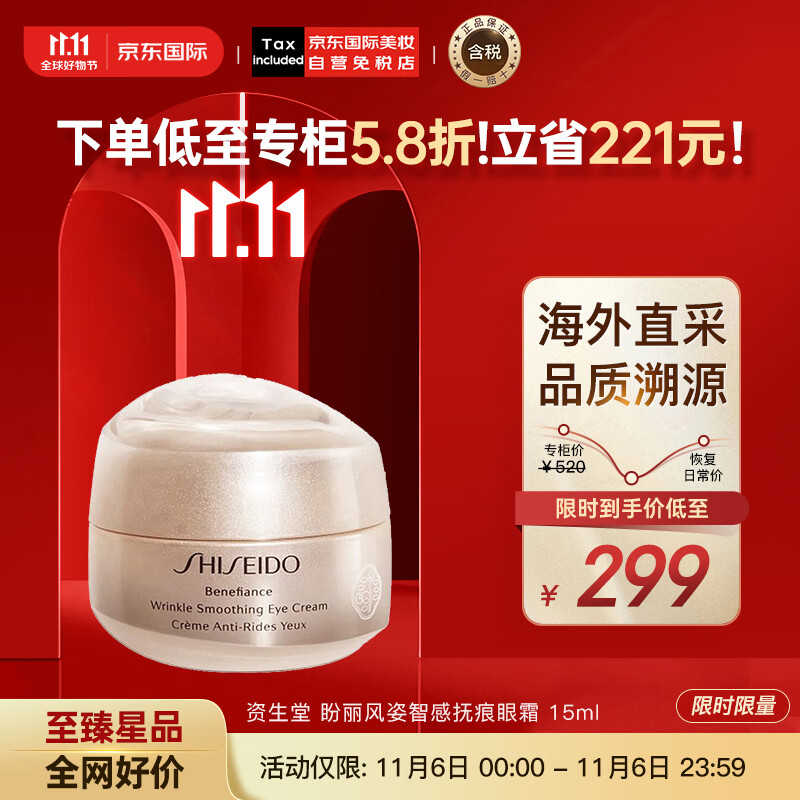 资生堂（SHISEIDO）盼丽风姿智感抚痕眼霜 15ml 小雷达眼霜 淡细纹 护肤礼物属于什么档次？