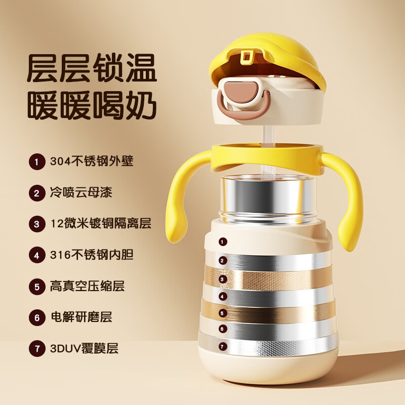 NEVS保温杯配件直饮杯水杯奶瓶奶嘴吸管杯吸管水壶学饮杯牛奶杯喝水杯 280ml 奈落红（重力球款）+直饮管