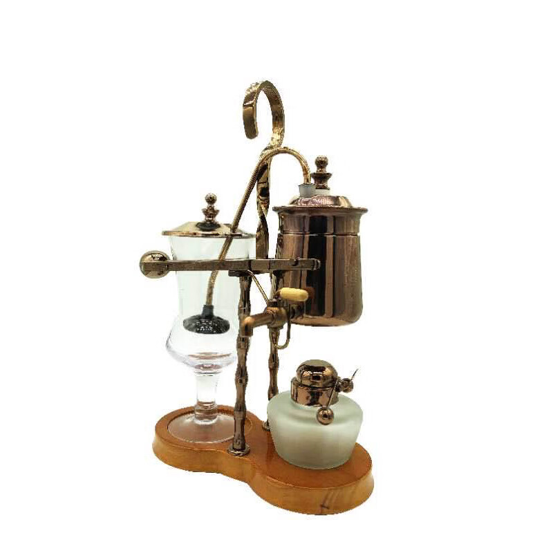 欧式咖啡器具 比利时咖啡壶 虹吸式手动冲煮咖啡壶酒精灯套装 金色
