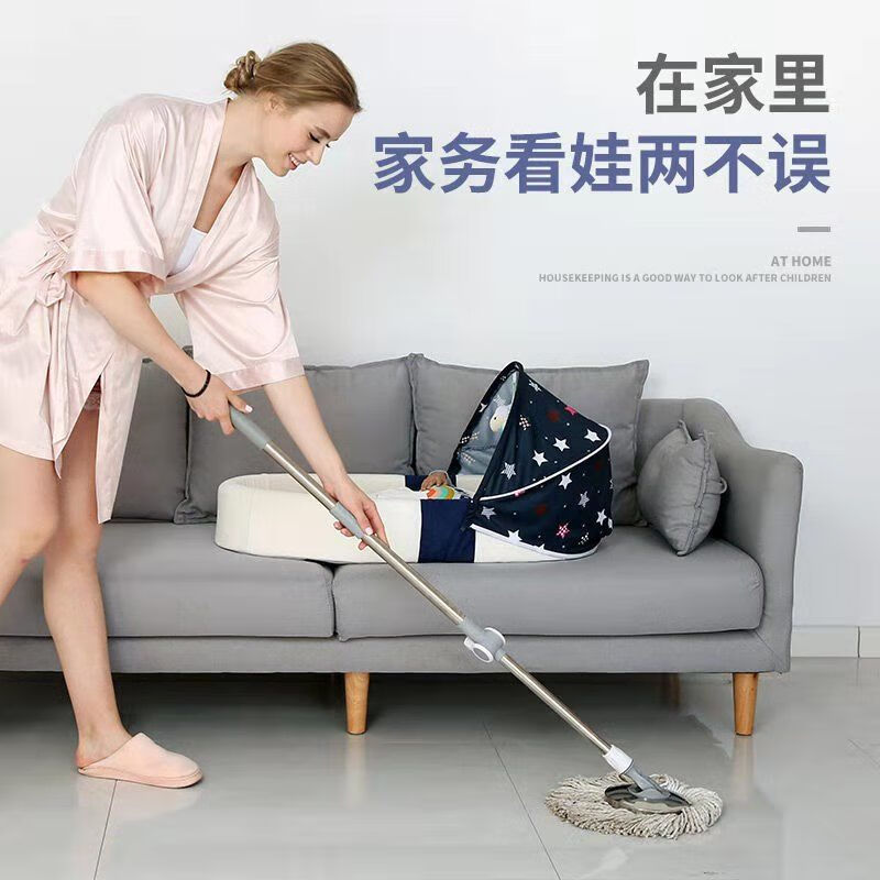 CLCEY婴儿床中床新生儿防吐奶宝宝哄睡可移动便携式婴儿防压仿生床 粉色豪华款(含蚊帐+遮阳蓬+妈咪