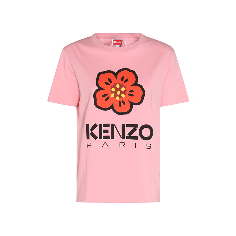 KENZO 高田贤三（KENZO）女士 花朵logo印花圆领棉质T恤 FD52TS0394SO 30 粉色 M,100043742738
