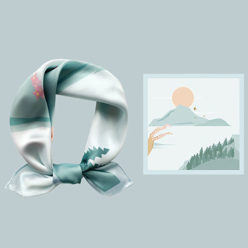 ukcf 小丝巾可爱卡通小方巾女春秋冬季韩版百搭搭配衬衫正方形 清晨