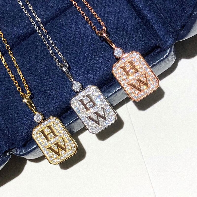 dolv超细18k金项链【】香水瓶满钻 女感轻奢18k金银字母钻石锁骨 h