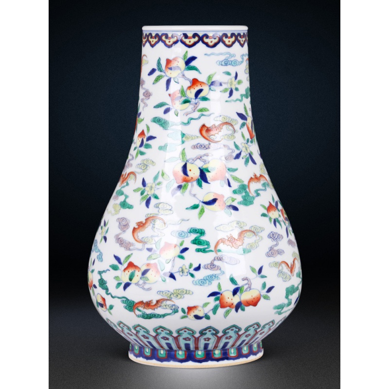 晨熙  景德镇陶瓷器摆件中式家居电视柜装饰品 仿清雍正禧寿福禄瓶