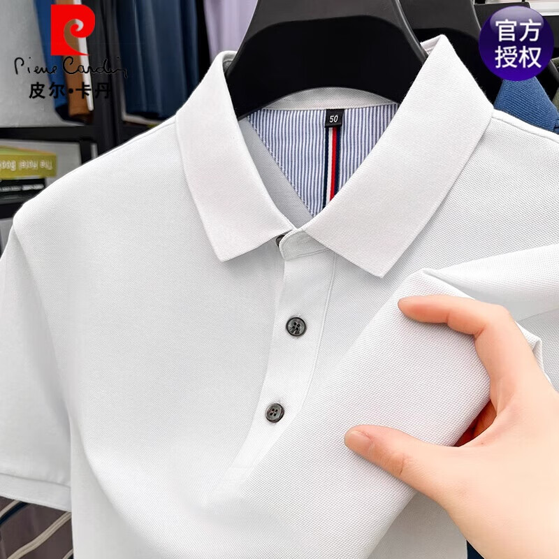皮尔卡丹（pierre cardin）纯棉POLO衫短袖T恤男士2024夏季翻领体恤休闲宽松透气上衣父亲节 短18172黑色 190/4XL180-210斤