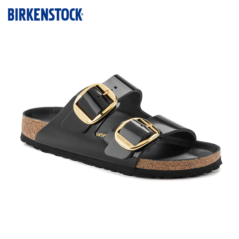 勃肯（BIRKENSTOCK）拖鞋沙灘涼鞋軟木拖鞋女款Arizona Big Buckle系列 黑色窄版1021476 35
